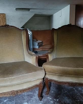 Coppia poltrone vintage stile bergère