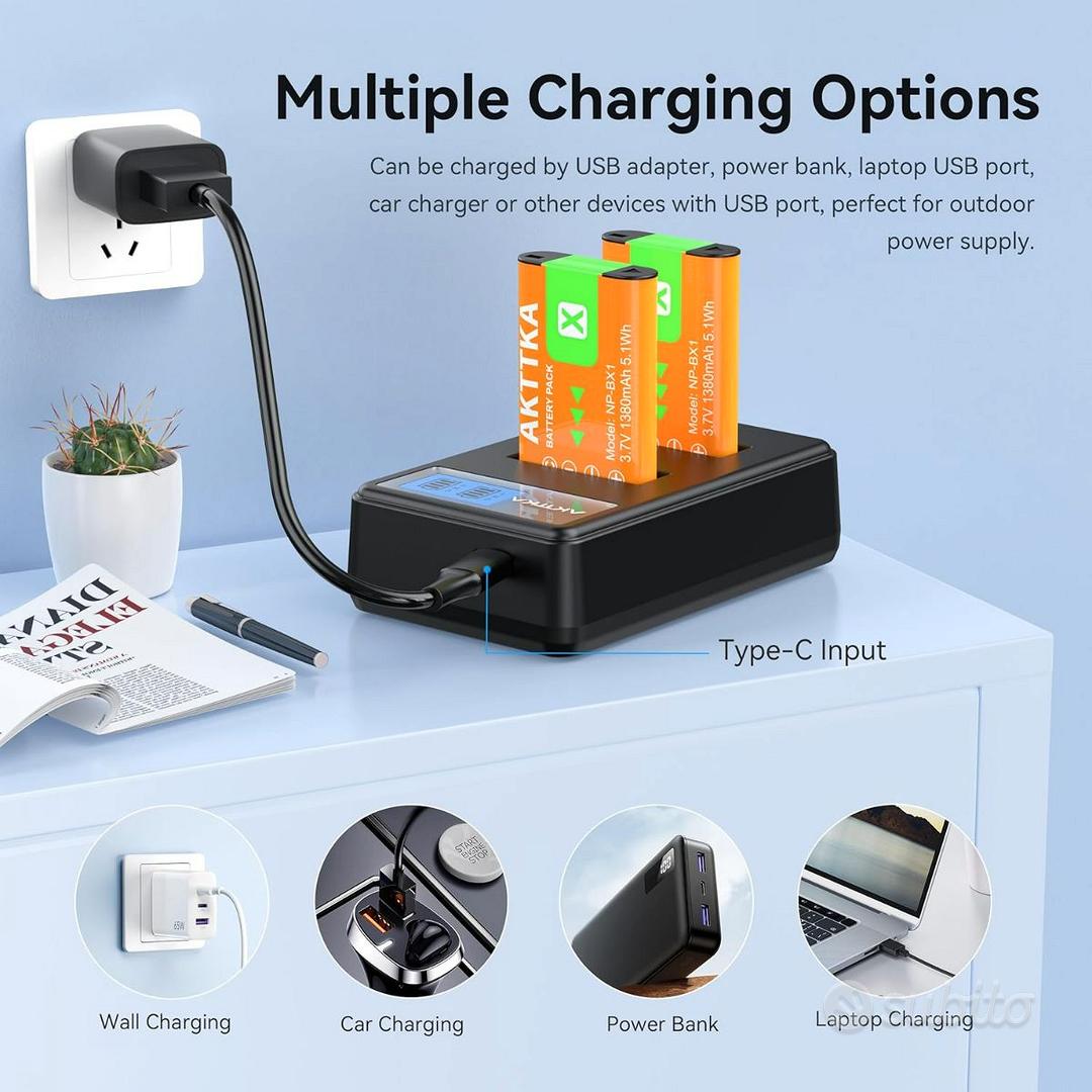 Kit Batteria E Caricatore Per Sony NP-BX1 - 2 Batterie 1300mAh Con Display LCD - Foto 8
