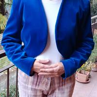Giacca francese corta velluto blu taglia S/M