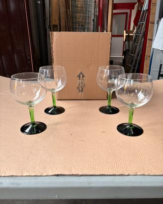 4 calici da gin tonic stelo verde base nera