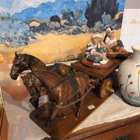 Carretto con cavalli legno 