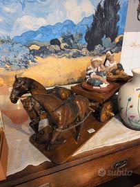 Carretto con cavalli legno 
