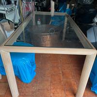 Tavolo da pranzo in legno -vetro e 4 poltroncine