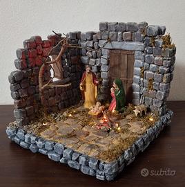 Presepe Artigianale Stile Napoletano 25x25x25 cm