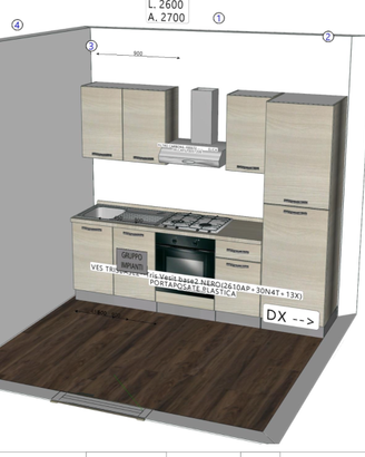 Cucina completa di elettrodomestici