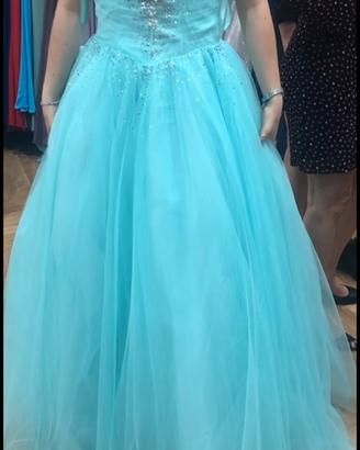 Abito 18esimo verde acqua con paillettes/perline