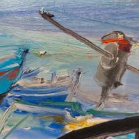 Sandro Trotti  Olio su Tela "Marina "