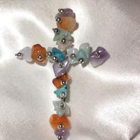 Ciondolo Croce d'argento con pietre dure