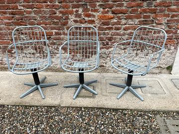 3 sedie ferro metallo anni 60 epoca vintage