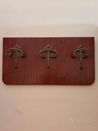 APPENDIABITI DA MURO VINTAGE LEGNO+ OTTONE 3 Ganci