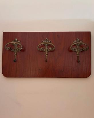 APPENDIABITI DA MURO VINTAGE LEGNO+ OTTONE 3 Ganci