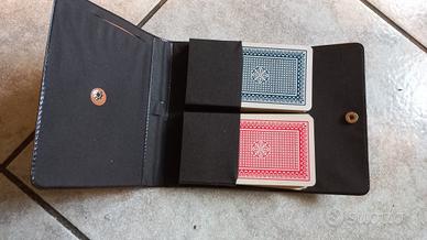 carte da gioco 2 mazzi in custodia pelle 