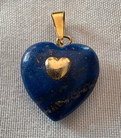 Ciondolino cuore pietra blu oro 750