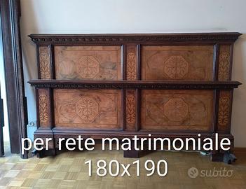 Testiera letto matrimoniale in legno intarsiato