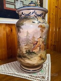Grande vaso in ceramica di Deruta con coperchio