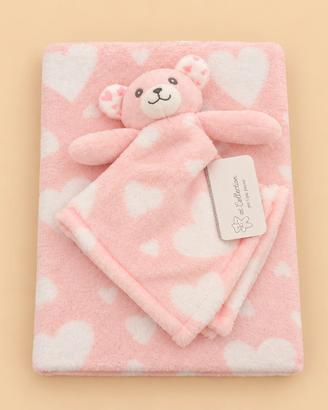 Copertina + Doudou Neonato Rosa con Cuori – Nuovo