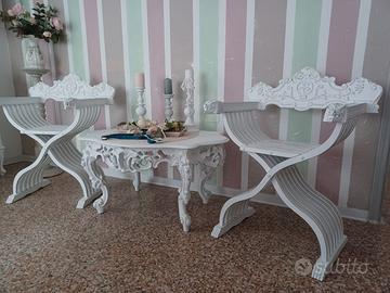 coppia di sedie rifatte shabby 