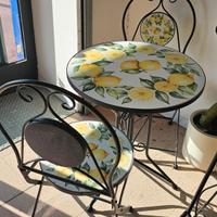 Set Tavolo con 2 Sedie Ceramica Amalfi Limoni 