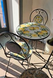 Set Tavolo con 2 Sedie Ceramica Amalfi Limoni 