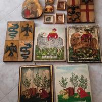 Quadri rustici dipinti su tavole in legno