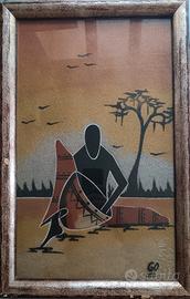 quadro africano in sabbia colorta su tela