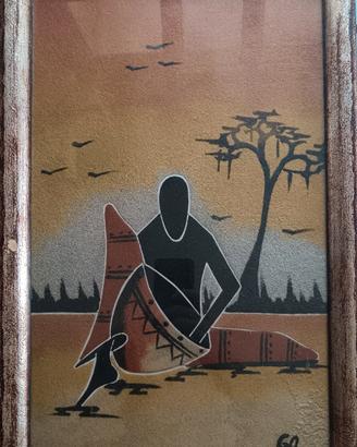 quadro africano in sabbia colorta su tela