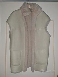 gilet montone e pelle 