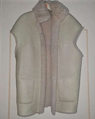gilet montone e pelle 