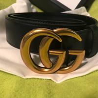 Cintura gucci nera fibbia doppia gg nero