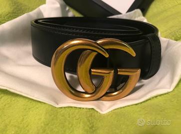 Cintura gucci nera fibbia doppia gg nero