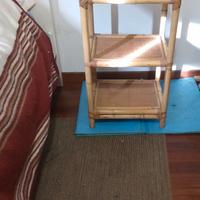 Mobiletto/comodino legno-bambù/vimini-3 ripiani