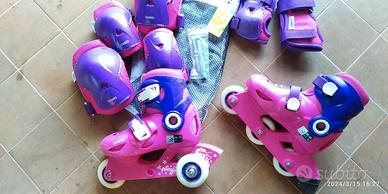 Pattini roller bambina rosa Play3+protezioni 2XS
