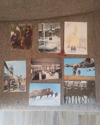 CARABINIERI 8 cartoline Sciatori, Guardie ecc