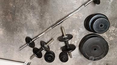 SET PALESTRA- MANUBRI, DISCHI GOMMATI,BILANCIERE