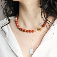 Collana vintage in diaspro rosso naturale