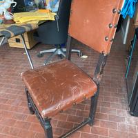 Sedia trono legno cuoio