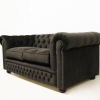 Divano in velluto nero capitonnè - Made in Italy