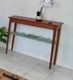 Console in legno con ripiano in vetro