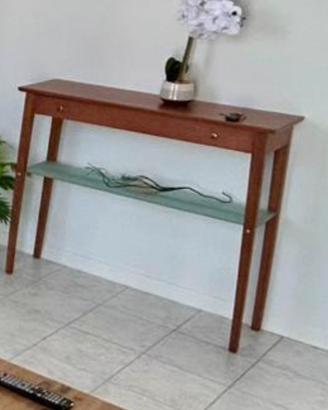 Console in legno con ripiano in vetro