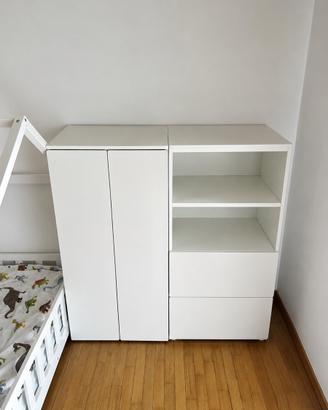 Armadio per bambino Ikea SMÅSTAD / PLATSA bianco