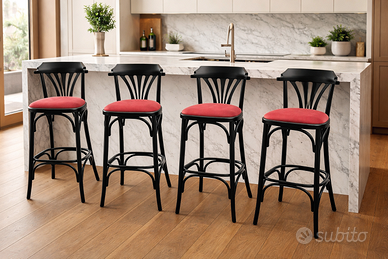 Set di 4 sgabelli da bar vintage, design bistrot