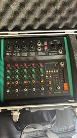 Casse audio + mixer+ cavi + cavalletti per casse