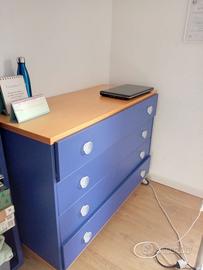 mobili per cameretta:cassettiera,comodino,libreria