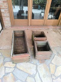 Lotto 3 fioriere legno varie misure rustiche