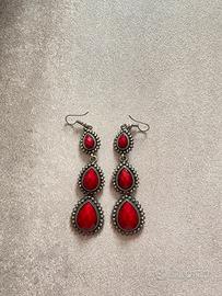 orecchini pendenti vintage rossi