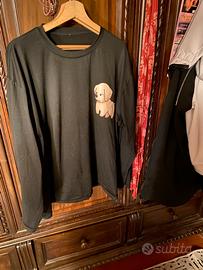 Maglia da pigiama nera con cane