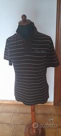 polo uomo marrone a righe maniche corte