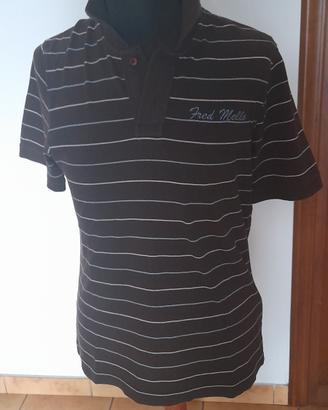 polo uomo marrone a righe maniche corte