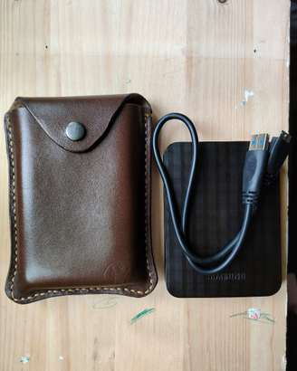 Custodia pelle cover per hard disk esterno e cavo