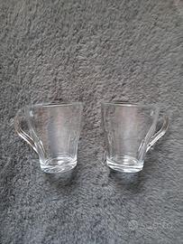Set di 2 Tazze in Vetro Trasparente con Manico